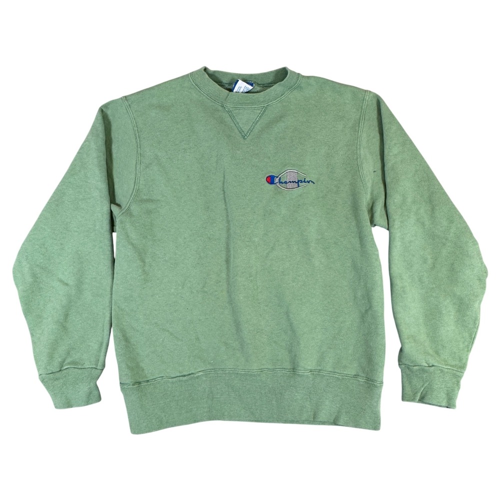 Vintage Champion Sweatshirt Women Medium Green Crewneck Embroidered Made in USA